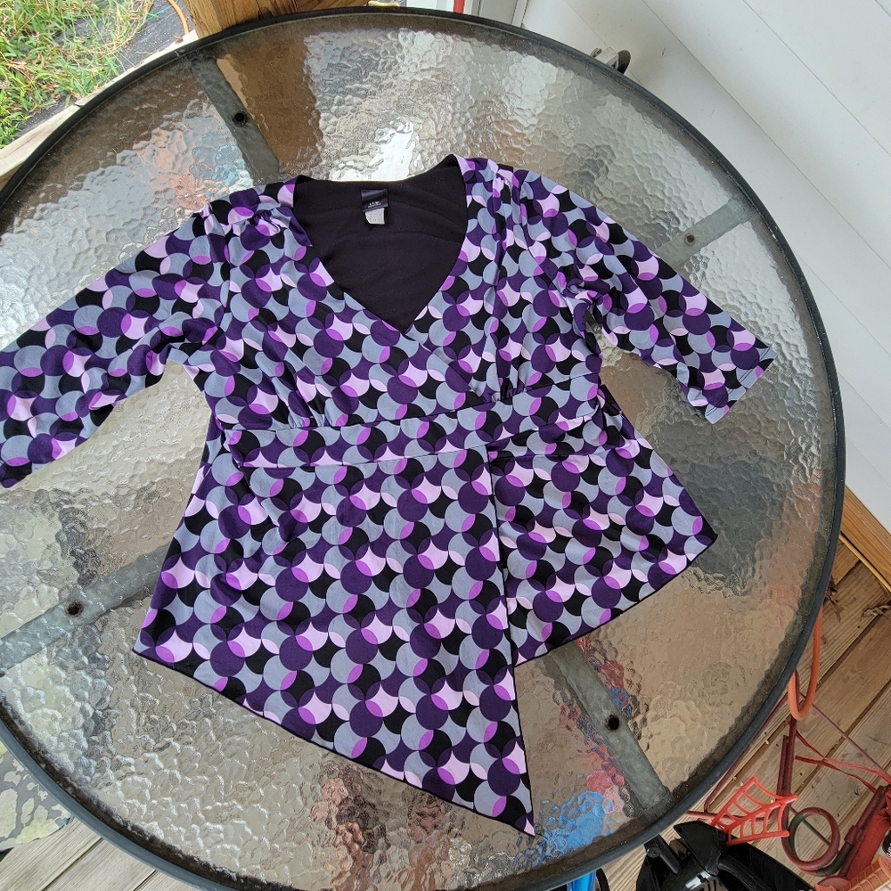 J.T.B. Size 1X Chic Purple Patterned Women's Blouse
